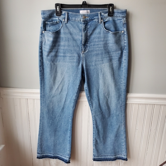 LOFT Kick Crop Flare Ankle Jeans Size 32 / 14 - Picture 4 of 16